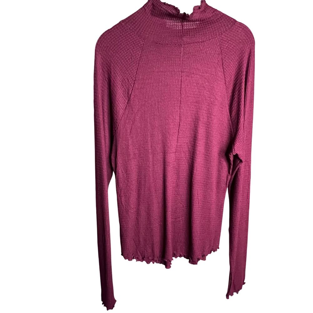 Free People Deep Red Ribbed Long Sleeve Top - Picture 6 of 10